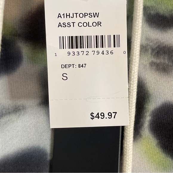 Hudson Pullover Cotton Tie-Dye Hoodie White Black Size S - Picture 6 of 7